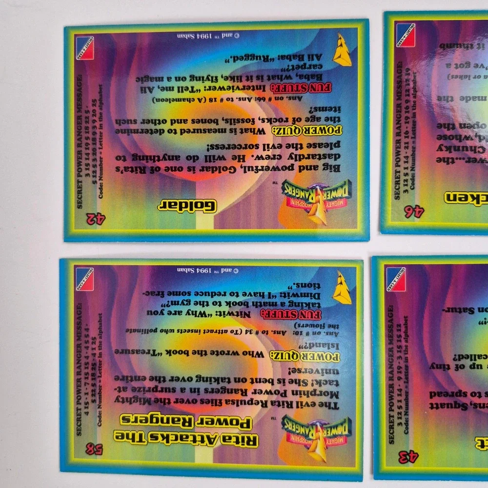 1994 Mighty Morphin Power Rangers Villians Cards Goldar Rita Putty Patrol